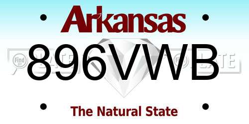 896VWB Arkansas License Plate