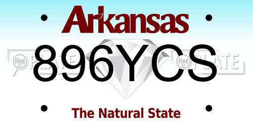 896YCS Arkansas License Plate
