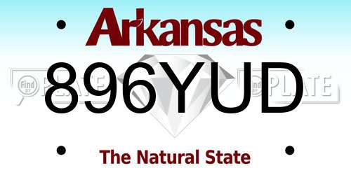 896YUD Arkansas License Plate