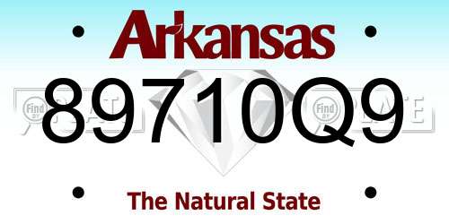 89710Q9 Arkansas License Plate