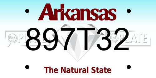 897T32 Arkansas License Plate