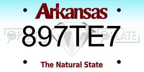 897TE7 Arkansas License Plate