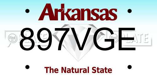 897VGE Arkansas License Plate