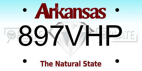 897VHP Arkansas License Plate