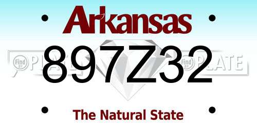 897Z32 Arkansas License Plate