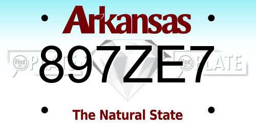 897ZE7 Arkansas License Plate