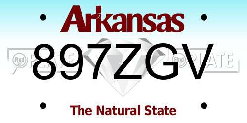 897ZGV Arkansas License Plate