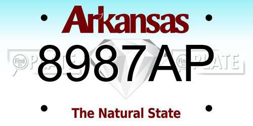 8987AP Arkansas License Plate
