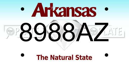 8988AZ Arkansas License Plate