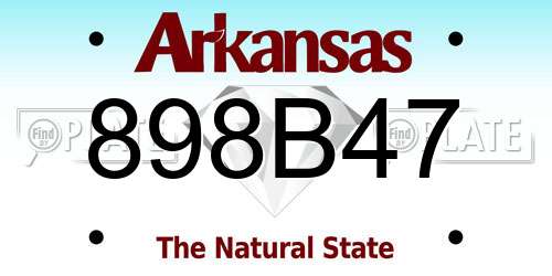 898B47 Arkansas License Plate