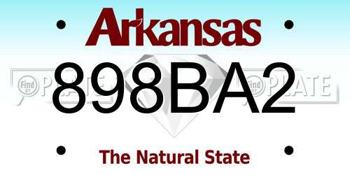 898BA2 Arkansas License Plate