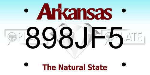 898JF5 Arkansas License Plate