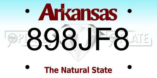 898JF8 Arkansas License Plate