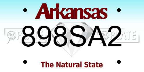 898SA2 Arkansas License Plate
