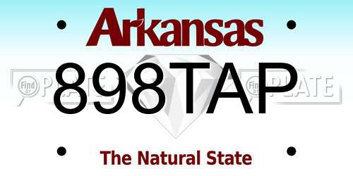 898TAP Arkansas License Plate