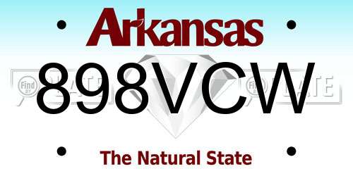 898VCW Arkansas License Plate