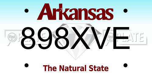 898XVE Arkansas License Plate