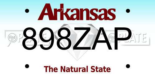 898ZAP Arkansas License Plate