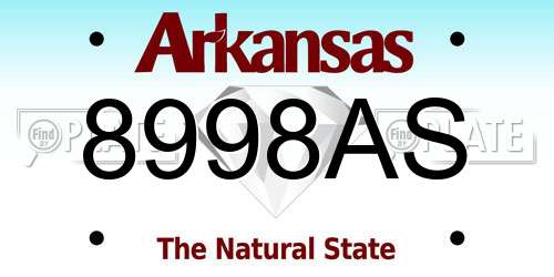 8998AS Arkansas License Plate