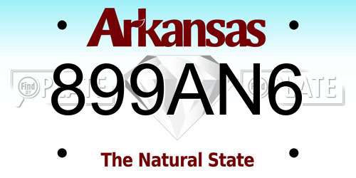 899AN6 Arkansas License Plate