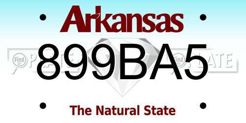 899BA5 Arkansas License Plate
