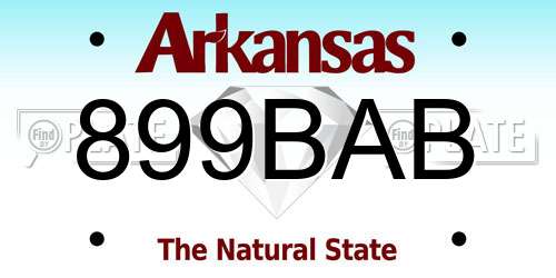 899BAB Arkansas License Plate