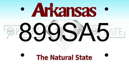 899SA5 Arkansas License Plate