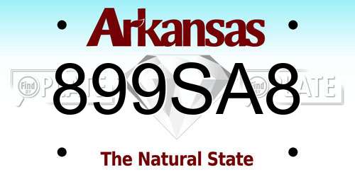 899SA8 Arkansas License Plate