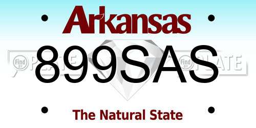 899SAS Arkansas License Plate