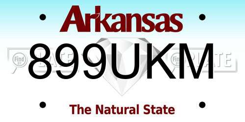 899UKM Arkansas License Plate