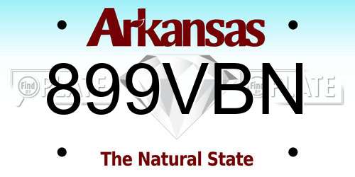 899VBN Arkansas License Plate