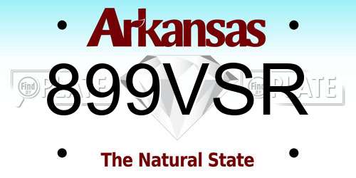 899VSR Arkansas License Plate