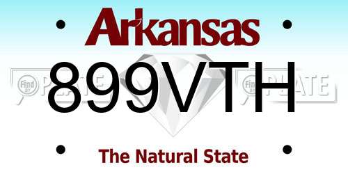 899VTH Arkansas License Plate