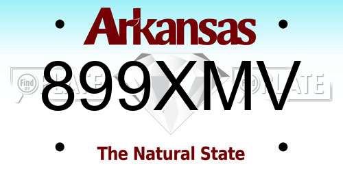 899XMV Arkansas License Plate