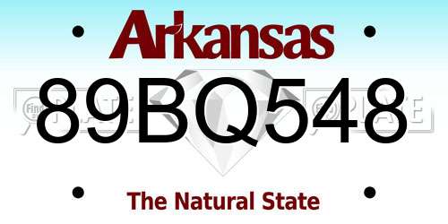 89BQ548 Arkansas License Plate