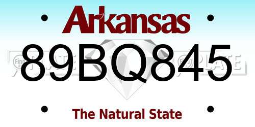 89BQ845 Arkansas License Plate