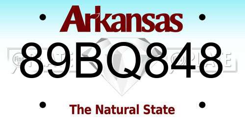 89BQ848 Arkansas License Plate