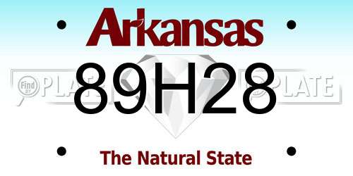 89H28 Arkansas License Plate