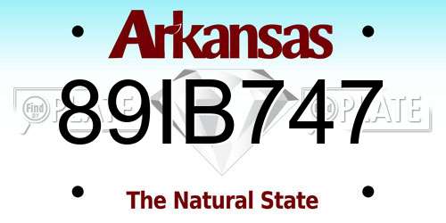 89IB747 Arkansas License Plate