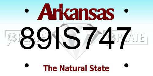 89IS747 Arkansas License Plate