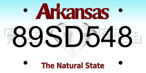 89SD548 Arkansas License Plate