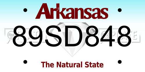 89SD848 Arkansas License Plate