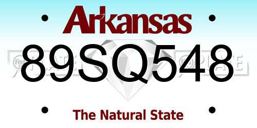 89SQ548 Arkansas License Plate