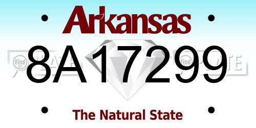8A17299 Arkansas License Plate