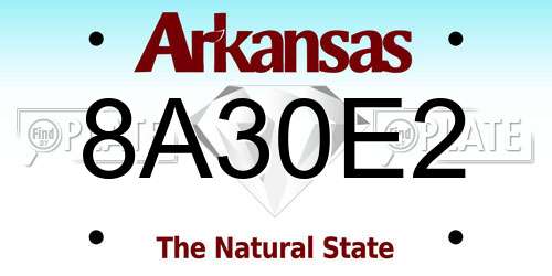 8A30E2 Arkansas License Plate