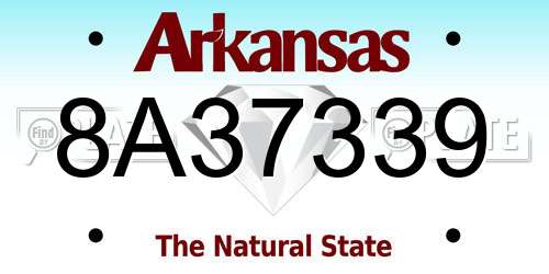 8A37339 Arkansas License Plate