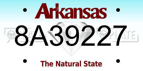 8A39227 Arkansas License Plate