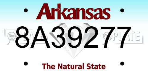 8A39277 Arkansas License Plate