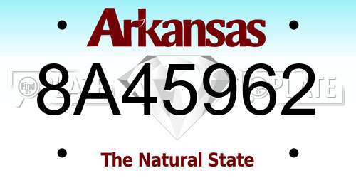 8A45962 Arkansas License Plate