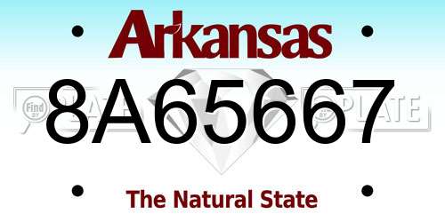 8A65667 Arkansas License Plate